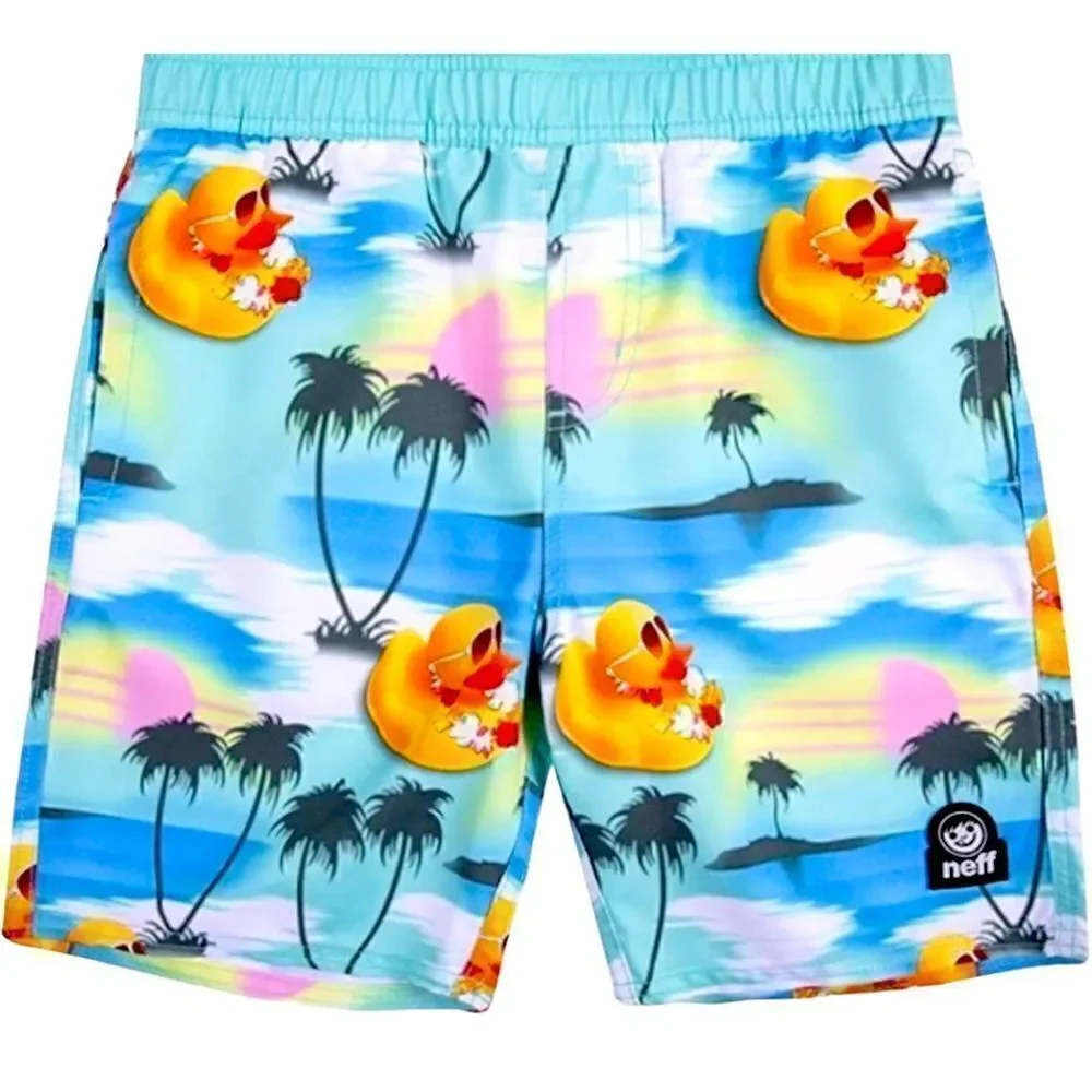 Neff Tropical Rubber Ducky Hot Tub Swim Trunks Size Large NWT